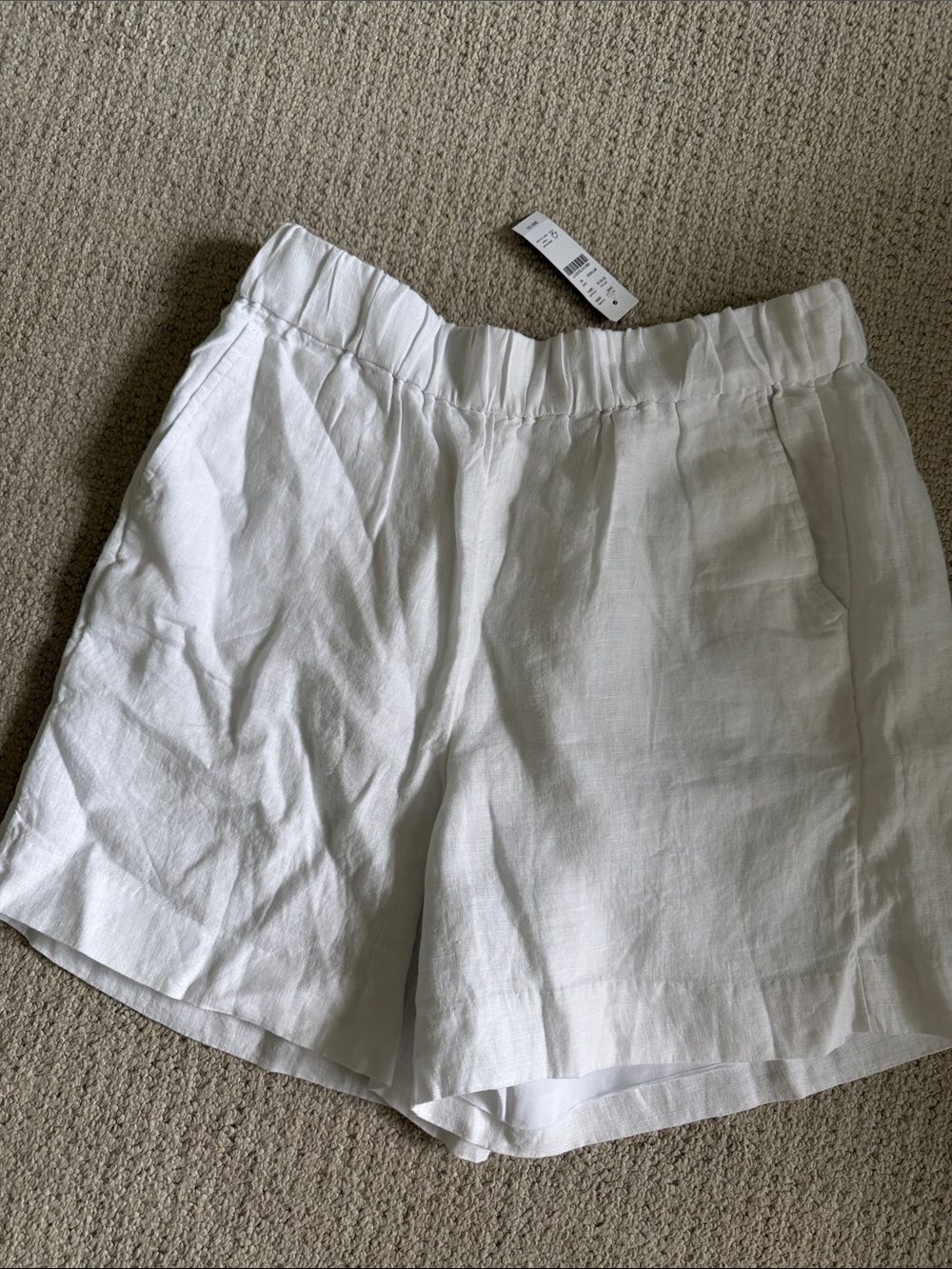 J. Crew White Linen-Blend Elastic Waist Shorts